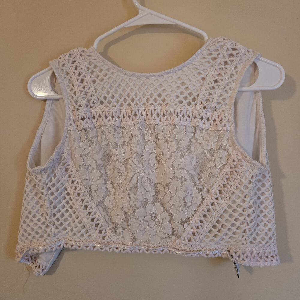 White Forever 21 Zip-Up Lace Vest/Cardigan
